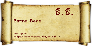 Barna Bere névjegykártya